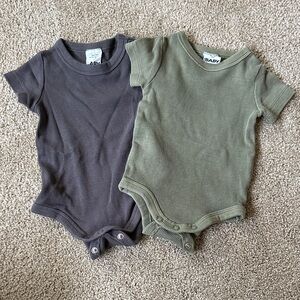 Stylish Baby Bodysuit Set - Gray and Green